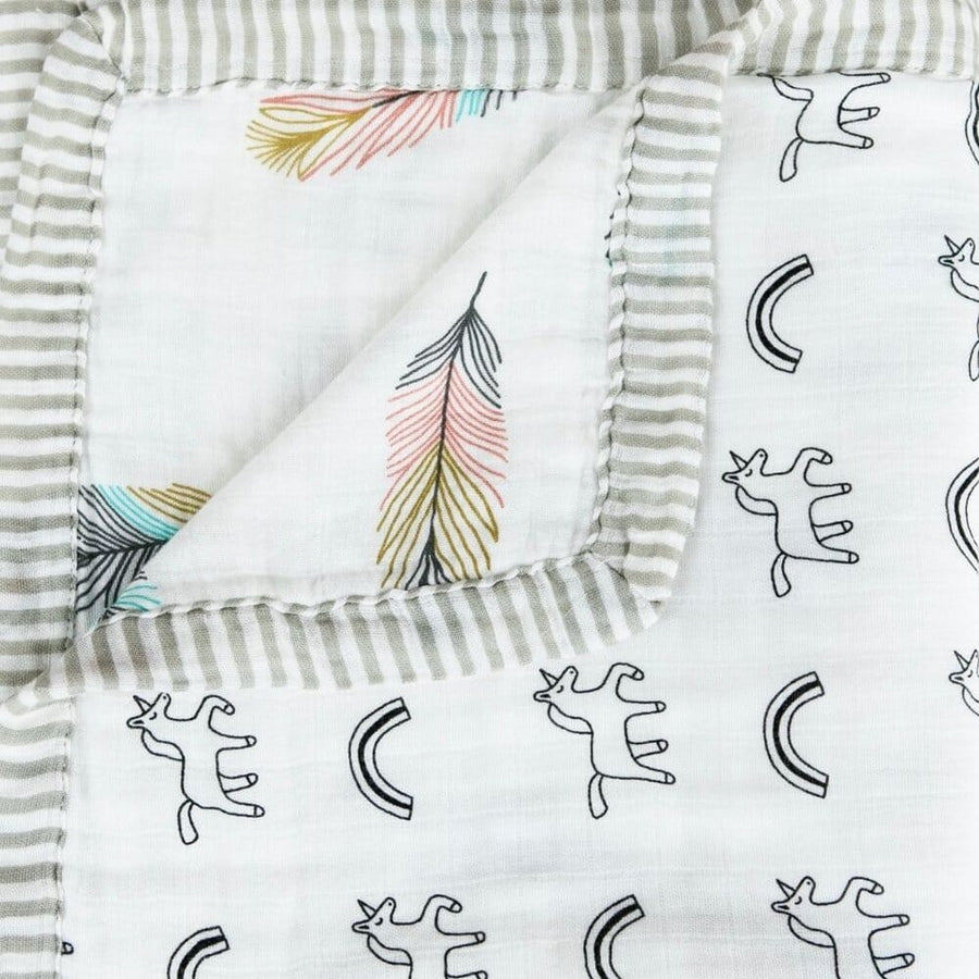 Bohemian Feather 6 Layer Blanket Swaddling Blankets Love Mom