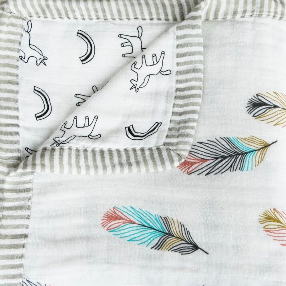 Bohemian Feather 6 Layer Blanket Swaddling Blankets Love Mom