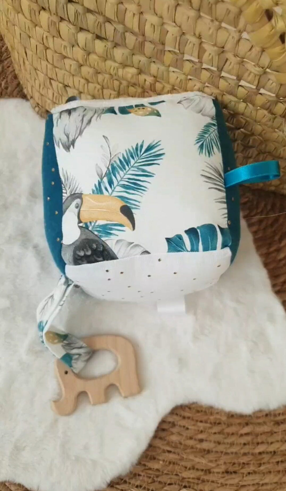 Cotton and Company Soft Activity Cube - Tropical Lion Baby Activity Toys Cotton and Company