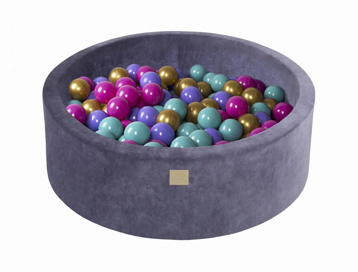 MeowBaby Grey-Blue Round Velvet Ball Pit Ball Pits MeowBaby