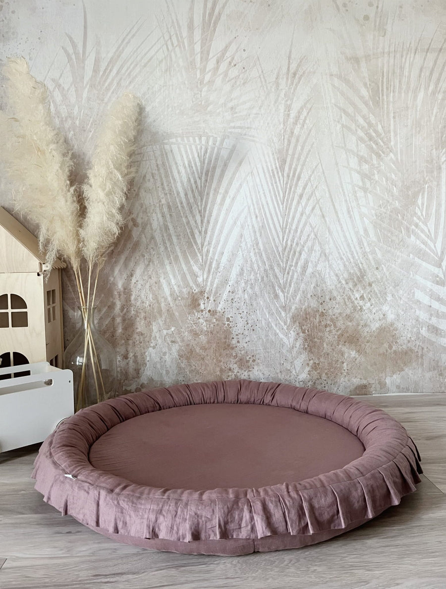 Monio for Kids Powder Pink Linen Padded Nest Playmat Play Mats MONIO for Kids