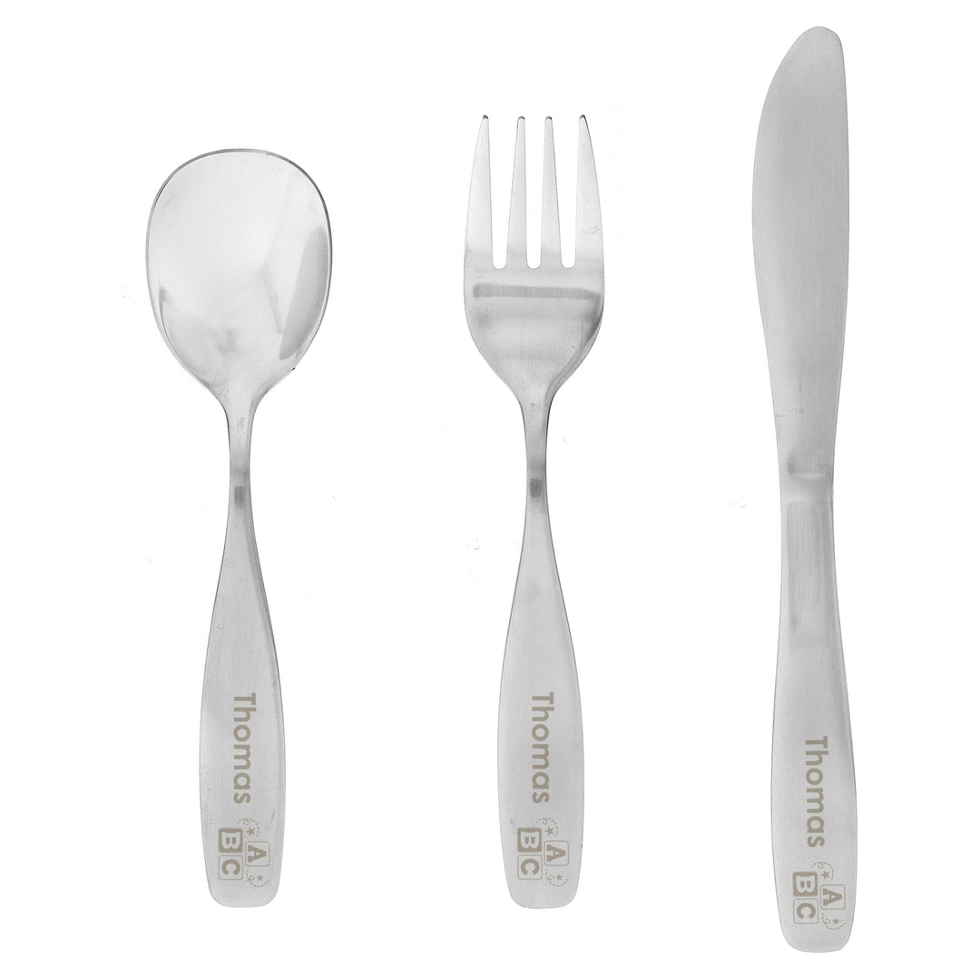 Personalised 3 Piece ABC Cutlery Set Flatware Sets Mini Bee