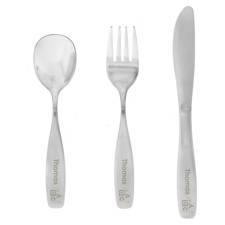 Personalised 3 Piece ABC Cutlery Set Flatware Sets Mini Bee