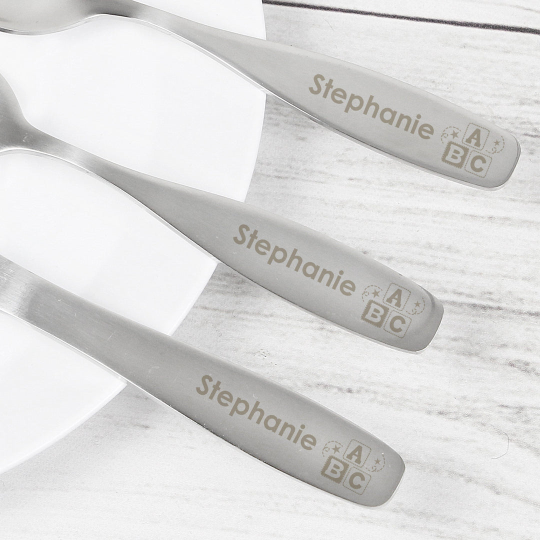 Personalised 3 Piece ABC Cutlery Set Flatware Sets Mini Bee