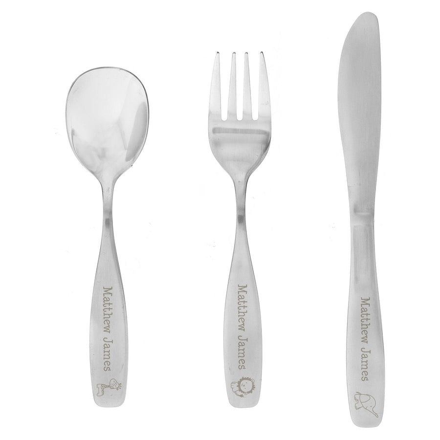 Personalised 3 Piece Hessian Friends Cutlery Set Flatware Sets Mini Bee