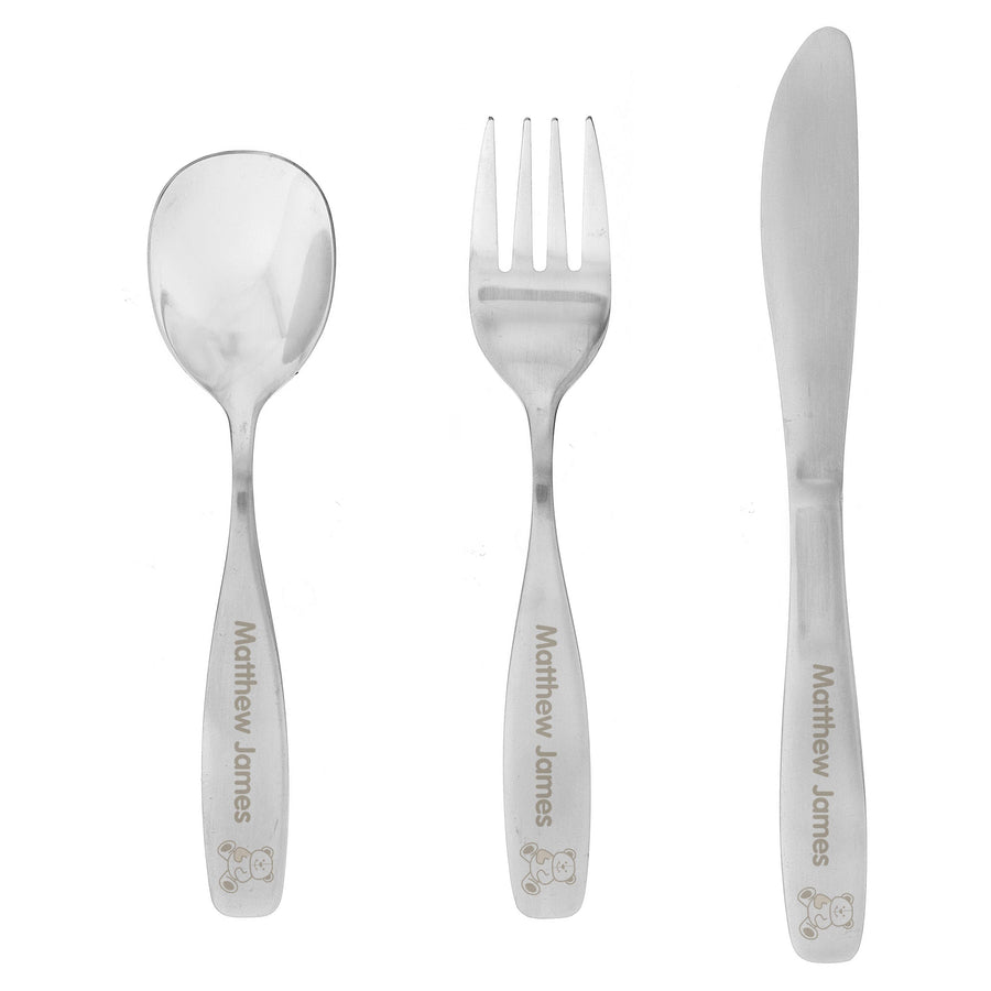 Personalised 3 Piece Teddy Cutlery Set Flatware Sets Mini Bee