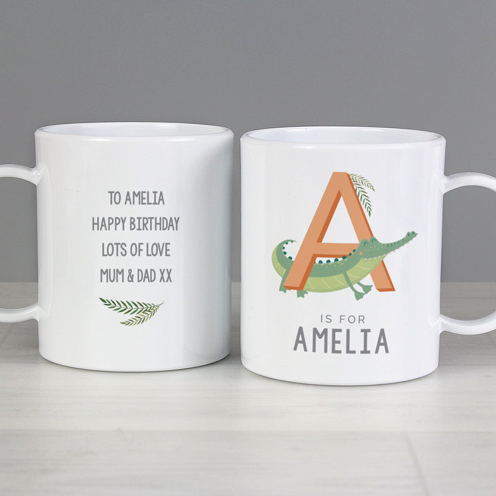 Personalised Animal Alphabet Plastic Mug Mugs Mini Bee