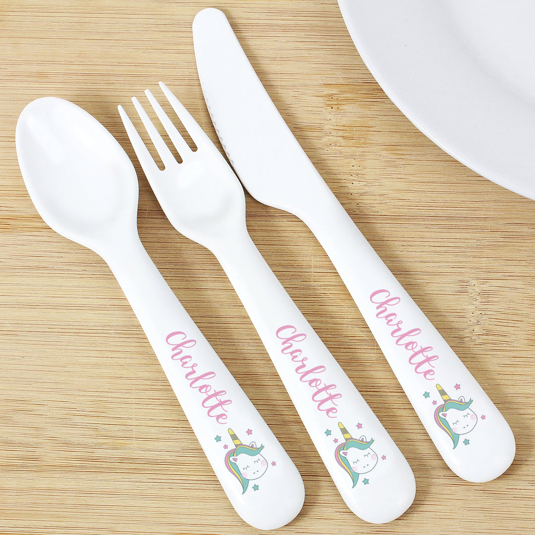 Personalised Baby Unicorn Plastic Cutlery Flatware Sets Mini Bee