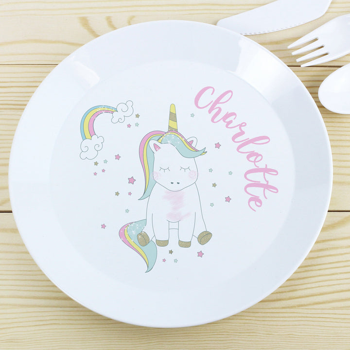 Personalised Baby Unicorn Plastic Plate Plates Mini Bee