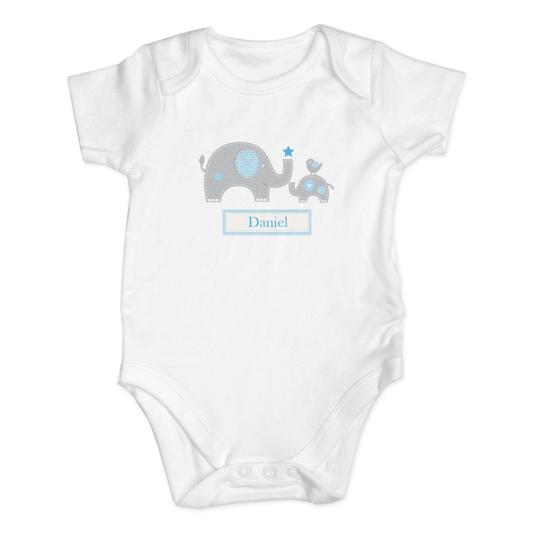 Personalised Blue Elephant Baby Vest Baby One-Pieces Mini Bee