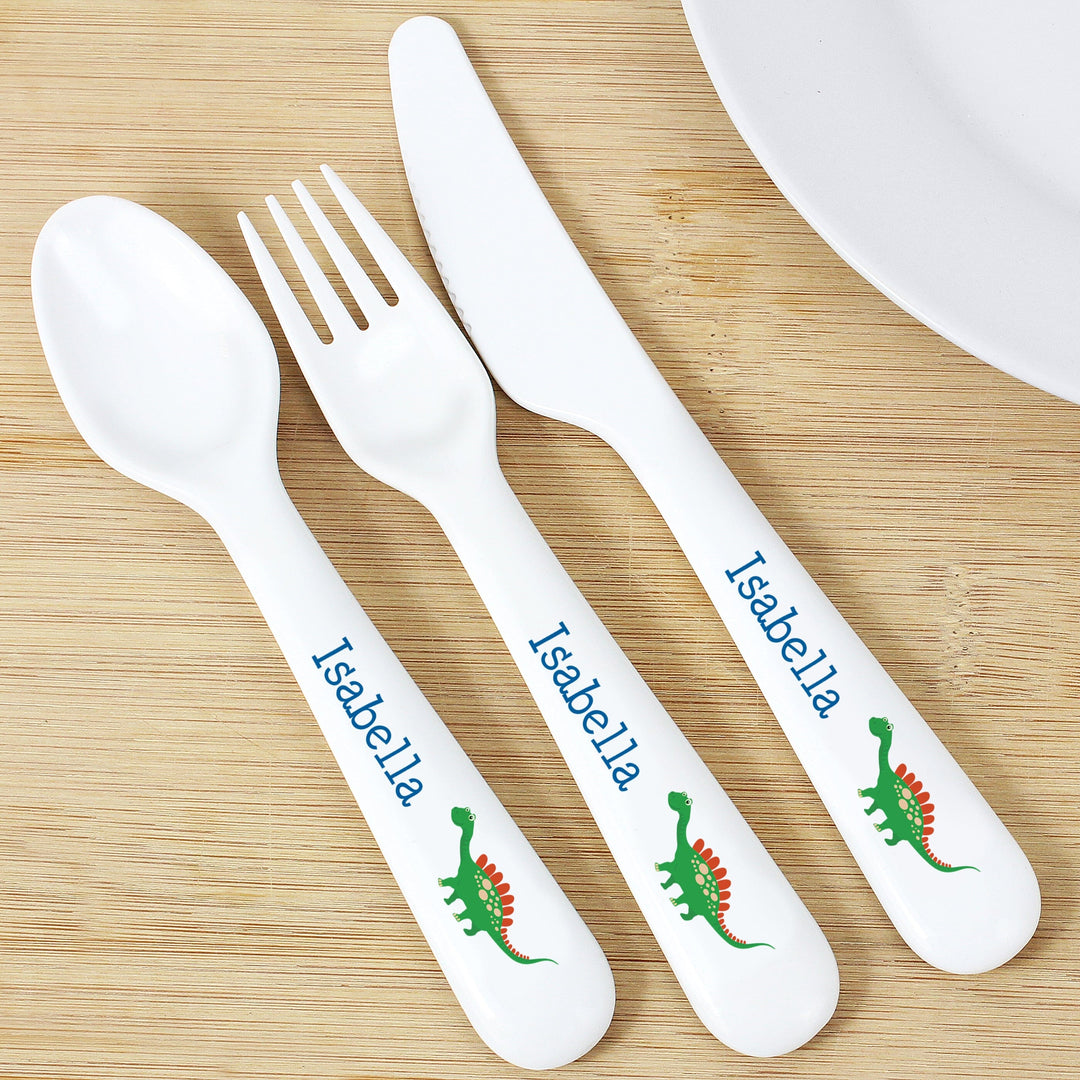 Personalised Dinosaur 3 Piece Plastic Cutlery Set Flatware Sets Mini Bee