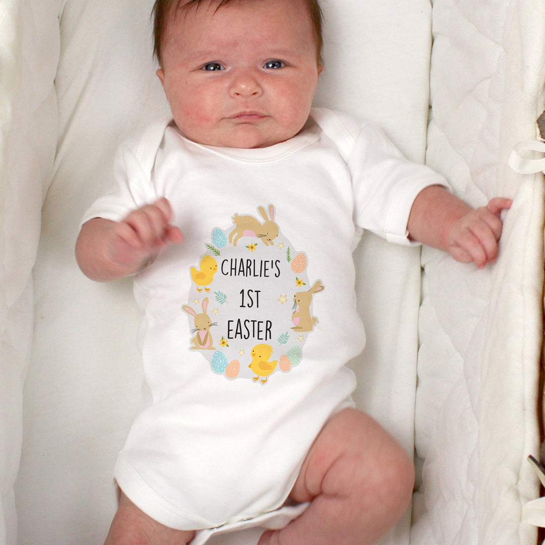 Personalised Easter Bunny & Chick Baby Vest Baby One-Pieces Mini Bee