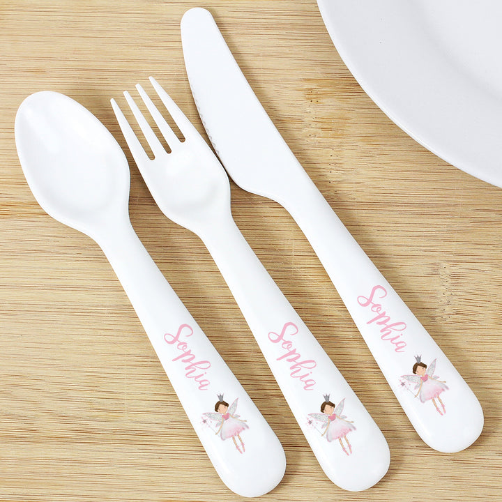 Personalised Fairy Princess 3 Piece Plastic Cutlery Set Flatware Sets Mini Bee