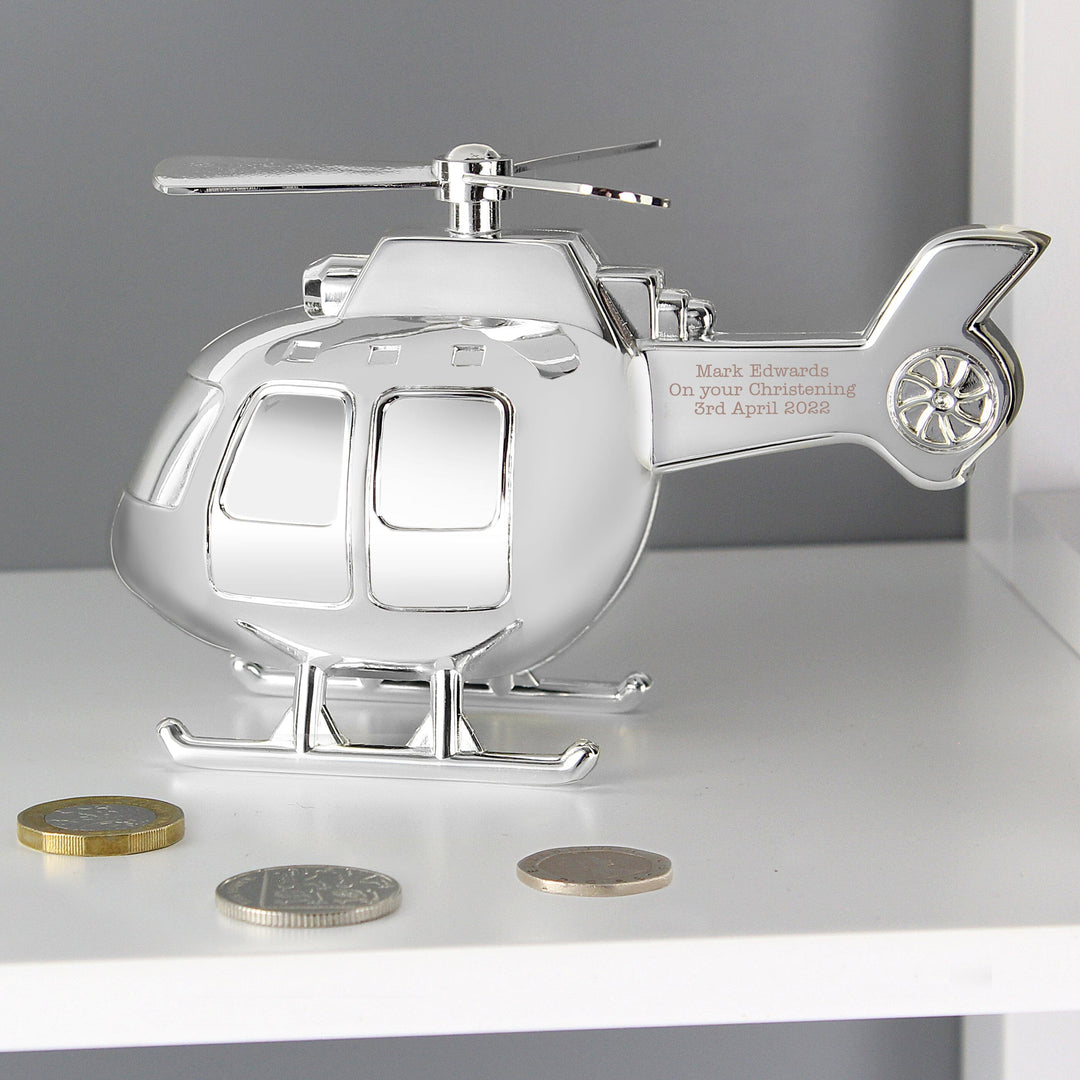 Personalised Helicopter Money Box Piggy Banks & Money Jars Mini Bee