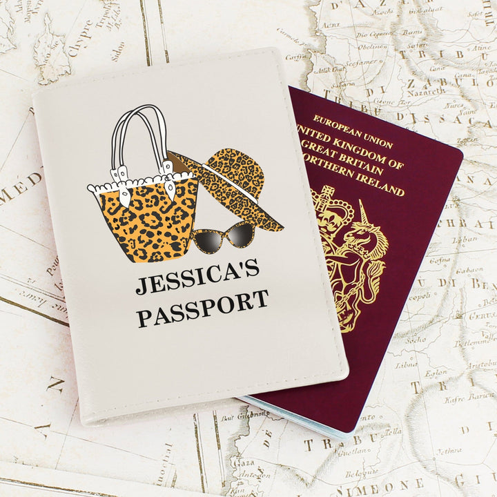 Personalised Leopard Print Cream Passport Holder Luggage Tags Mini Bee