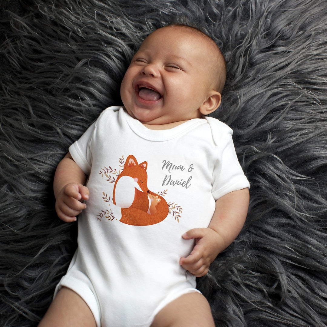 Personalised Mummy and Me Fox Baby Vest Baby One-Pieces Mini Bee