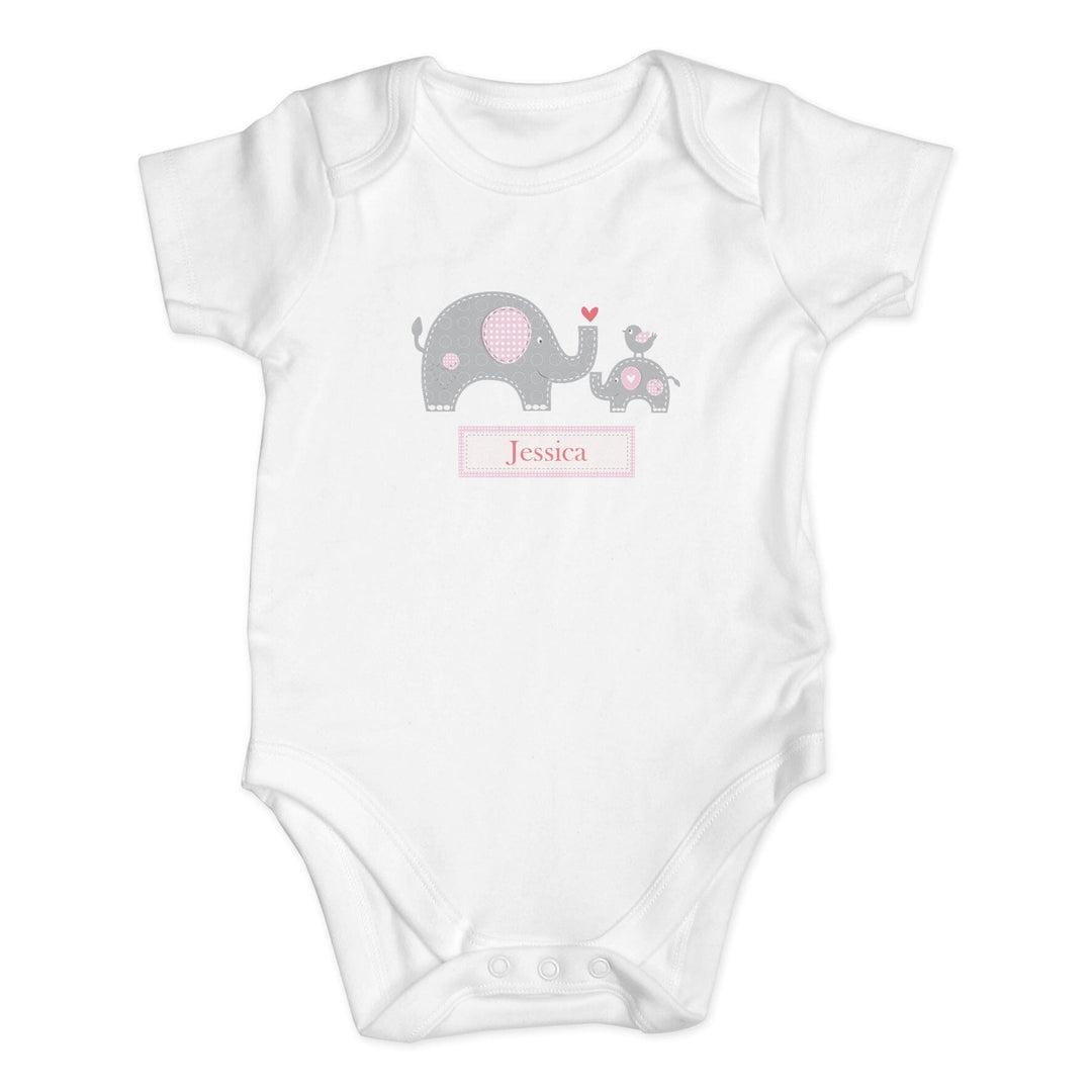 Personalised Pink Elephant Baby Vest Baby One-Pieces Mini Bee