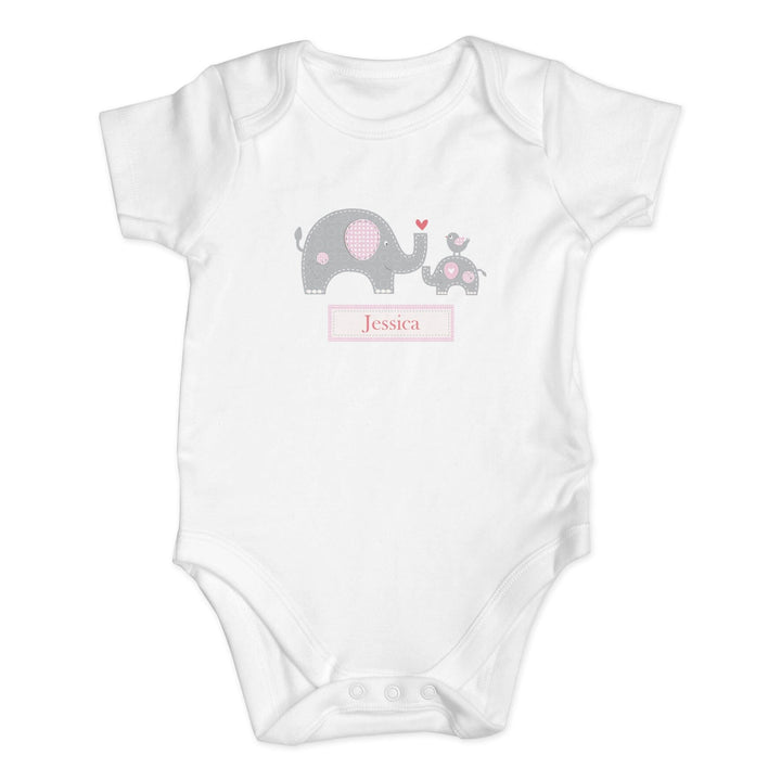Personalised Pink Elephant Baby Vest Baby One-Pieces Mini Bee
