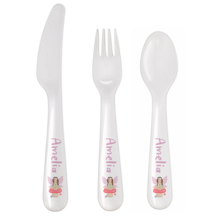 Personalised Toadstool Fairy Plastic Cutlery Flatware Sets Mini Bee
