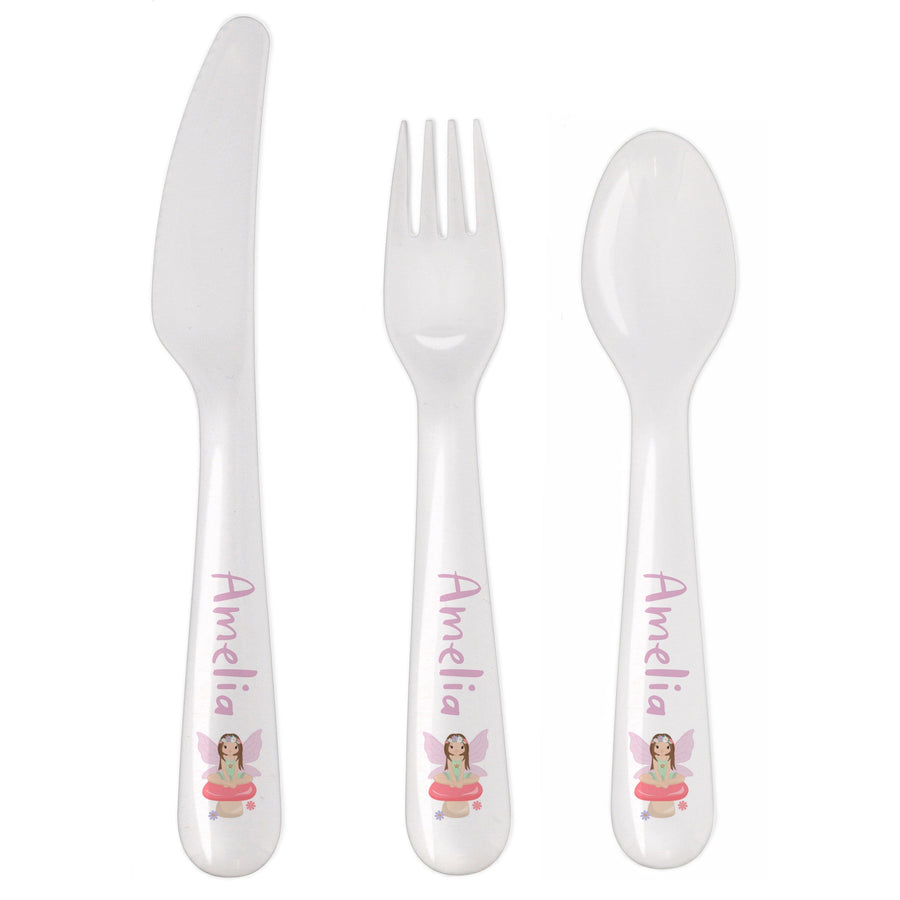 Personalised Toadstool Fairy Plastic Cutlery Flatware Sets Mini Bee