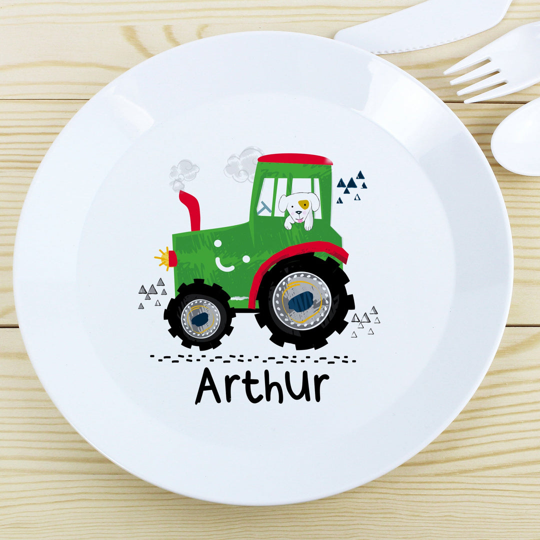 Personalised Tractor Plastic Plate Plates Mini Bee