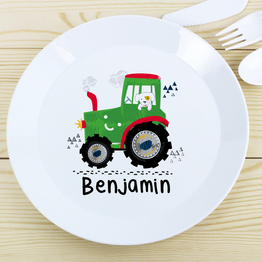 Personalised Tractor Plastic Plate Plates Mini Bee