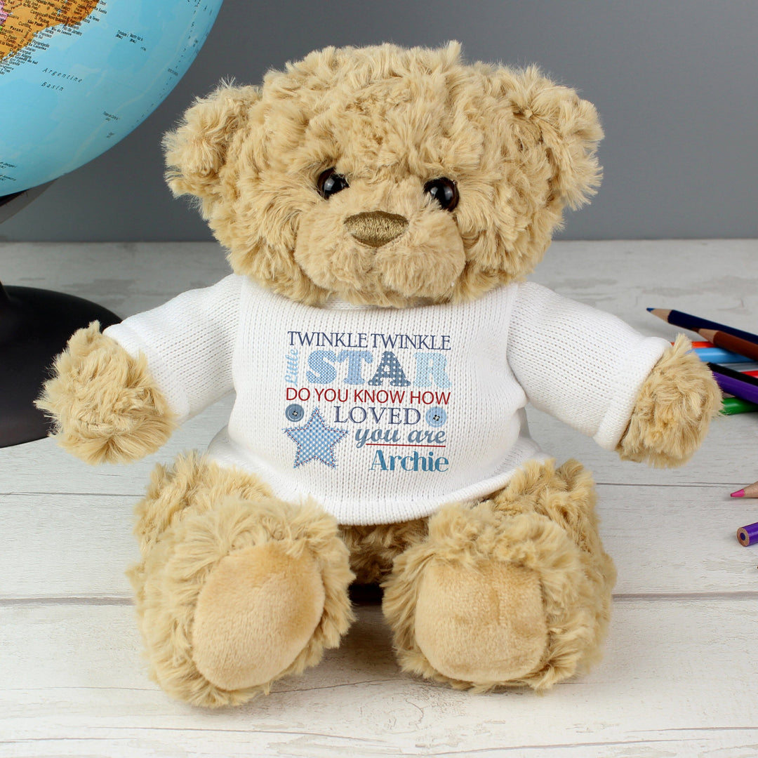 Personalised Twinkle Boys Teddy Bear Baby Activity Toys Mini Bee