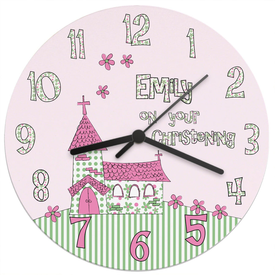 Personalised Whimsical Church Christening Clock Wall Clocks Mini Bee