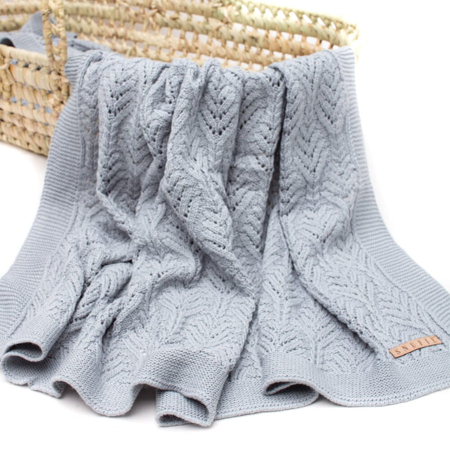 Snufie Blue Fan Knitted Baby Blanket Swaddling Blankets Snufie
