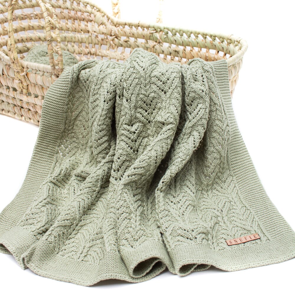 Snufie Green Fan Knitted Baby Blanket Swaddling Blankets Snufie
