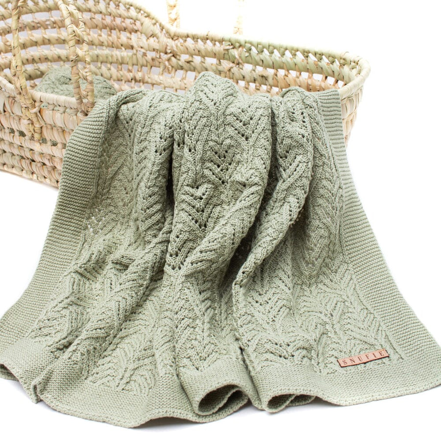 Snufie Green Fan Knitted Baby Blanket Swaddling Blankets Snufie