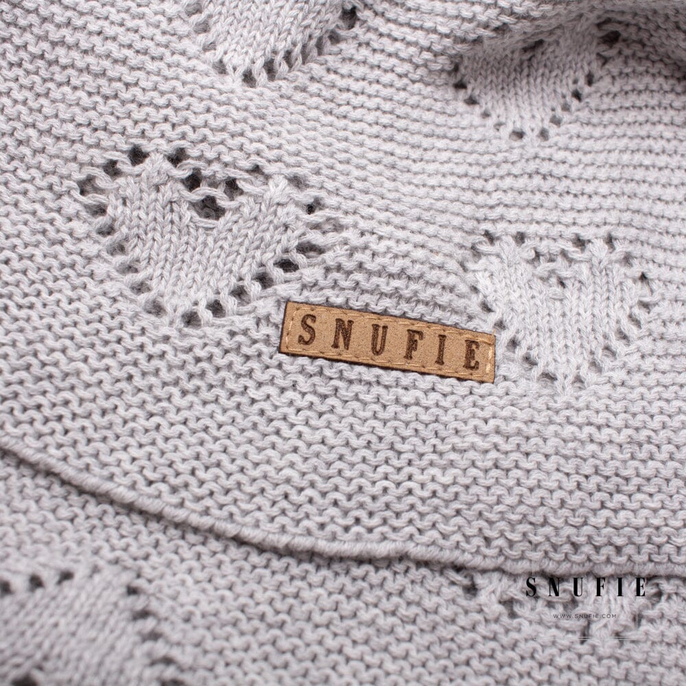 Snufie Grey Heart Knitted Baby Blanket Swaddling Blankets Snufie