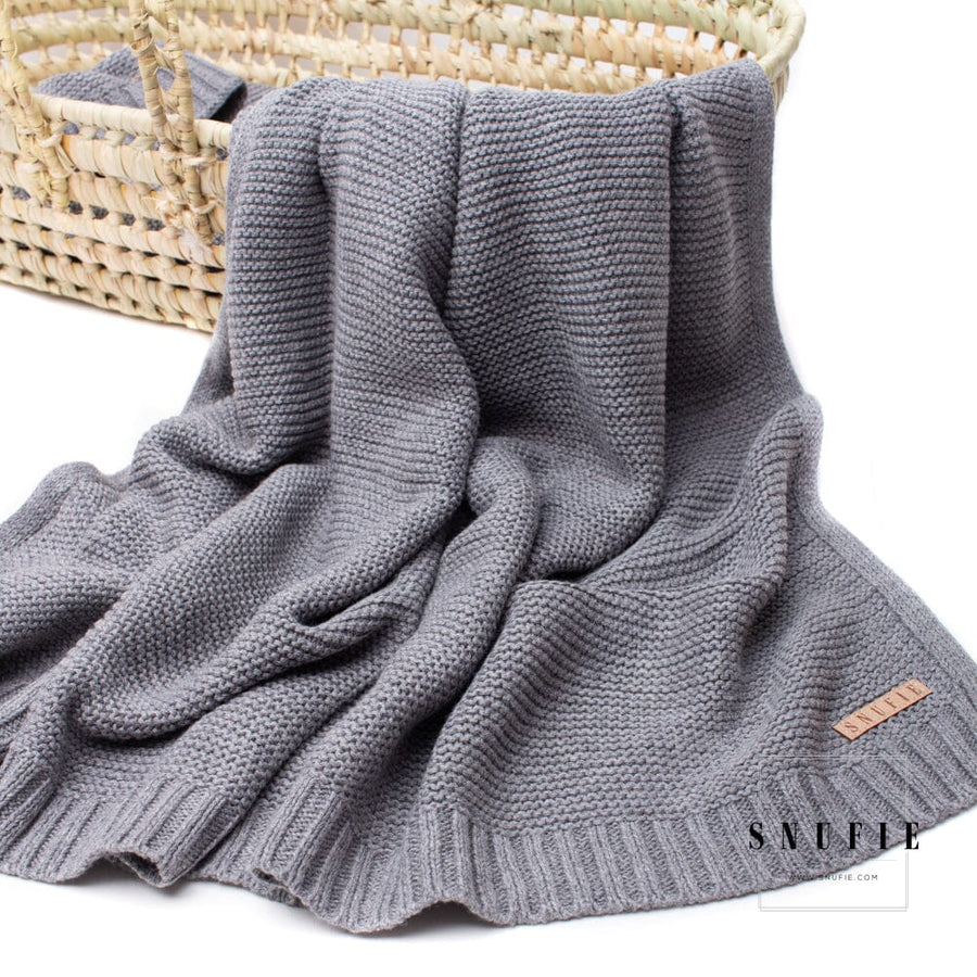 Snufie Grey Knitted Baby Blanket Swaddling Blankets Snufie