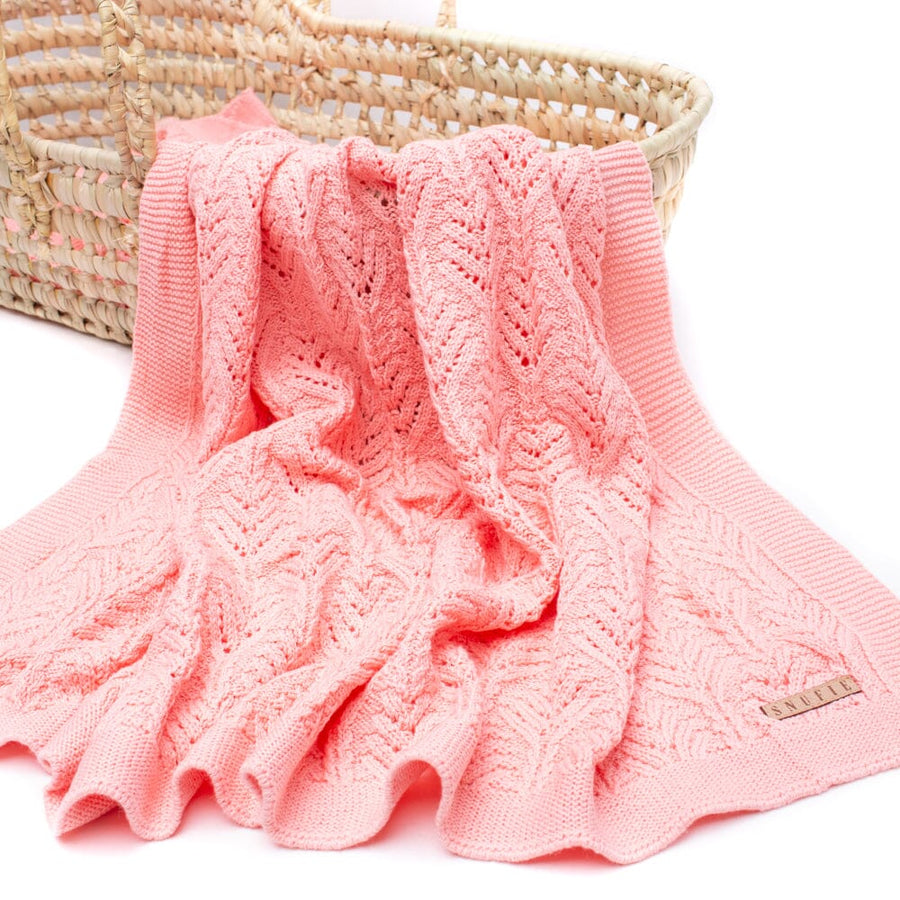 Snufie Pink Fan Knitted Baby Blanket Swaddling Blankets Snufie