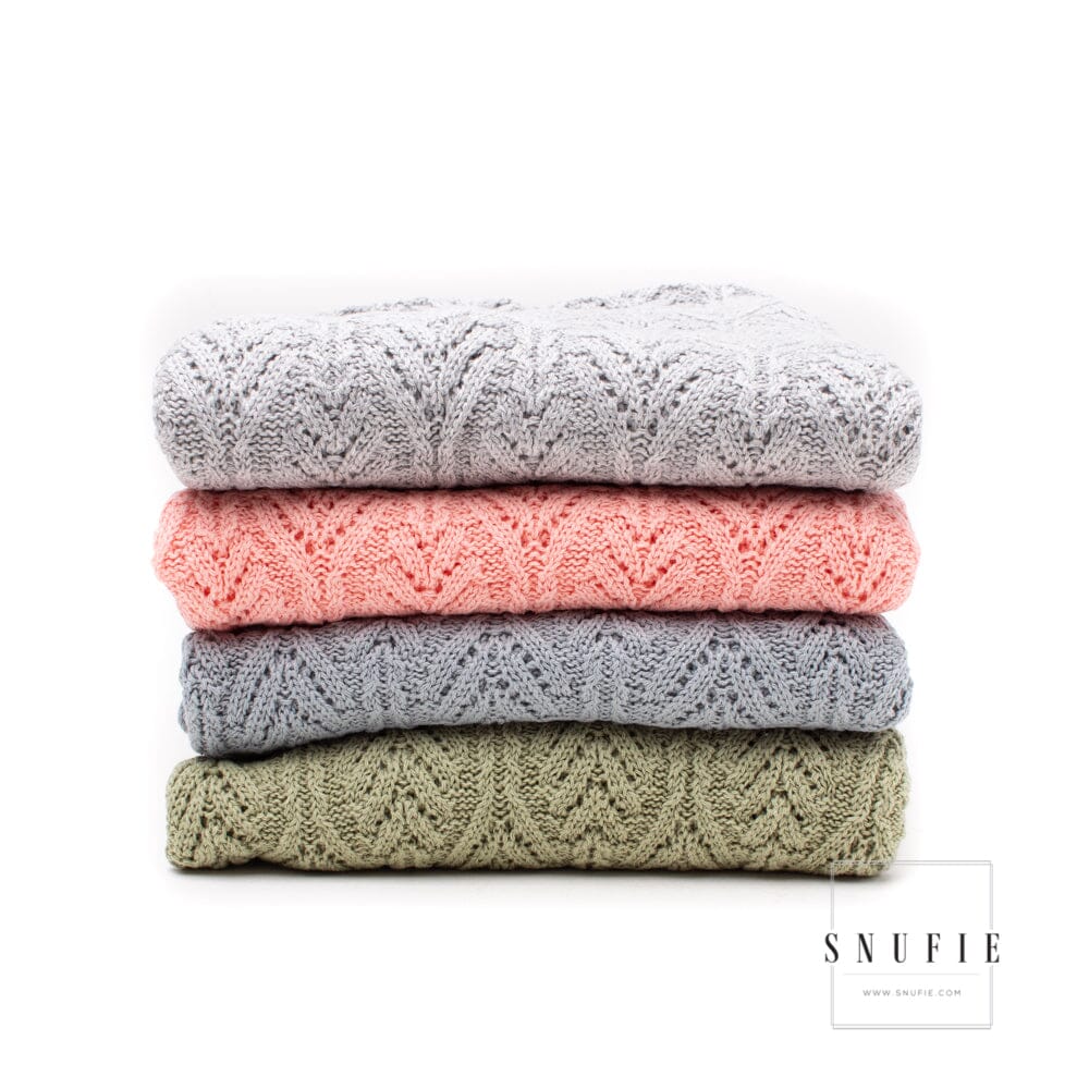 Snufie Pink Fan Knitted Baby Blanket Swaddling Blankets Snufie