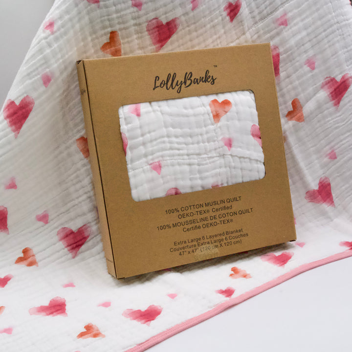 You Stole My Heart – Muslin Quilt Swaddling Blankets LollyBanks