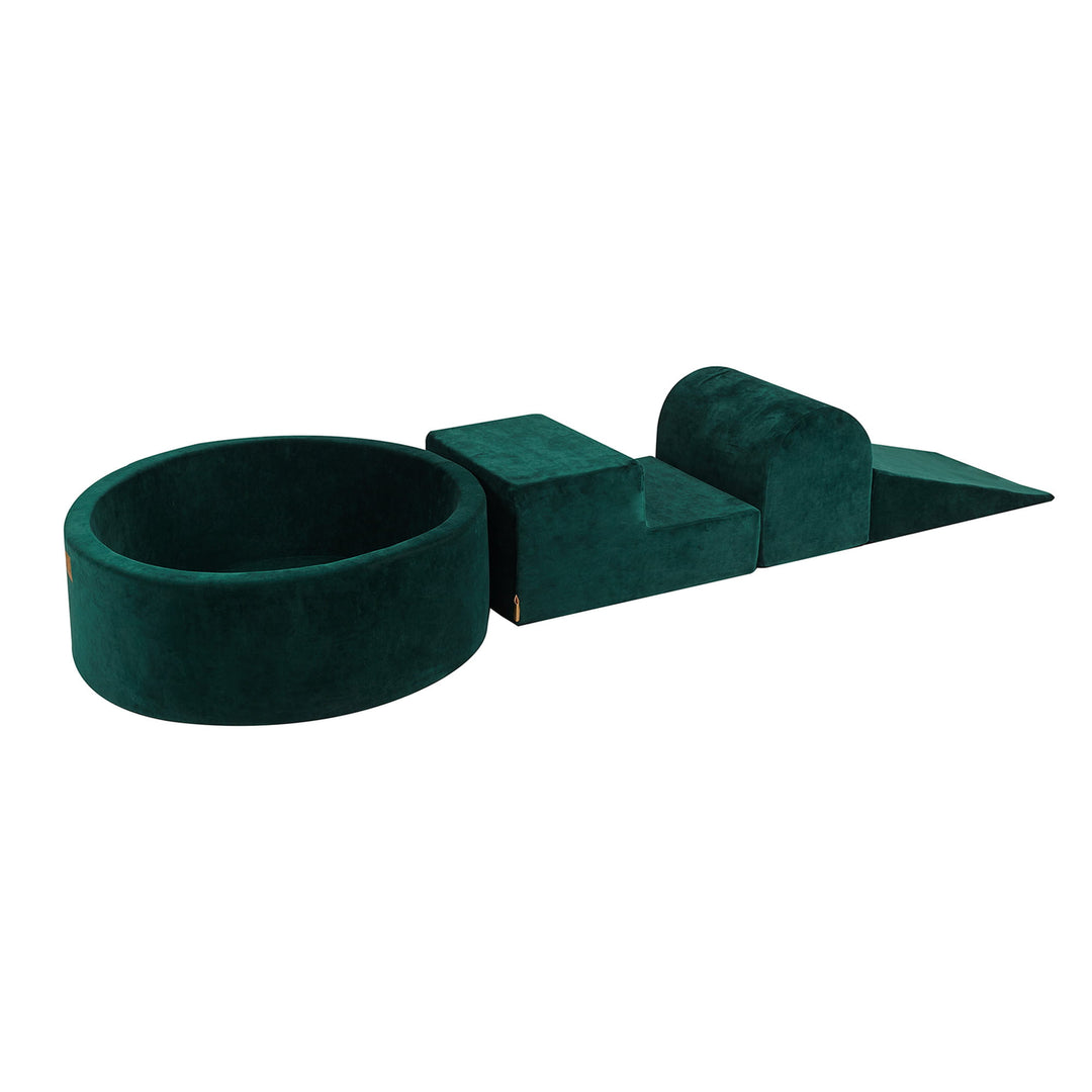 MeowBaby Soft Play Ball Pit - Velvet, Dark Green