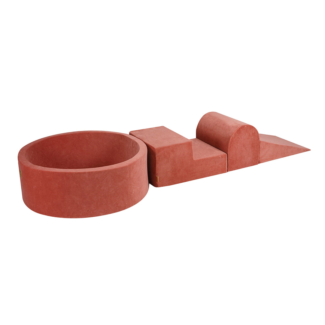 MeowBaby Soft Play Ball Pit - Velvet, Marsala Red