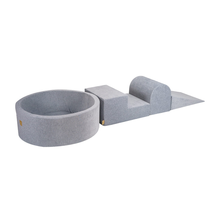 MeowBaby Soft Play Ball Pit - Velvet, Light Grey