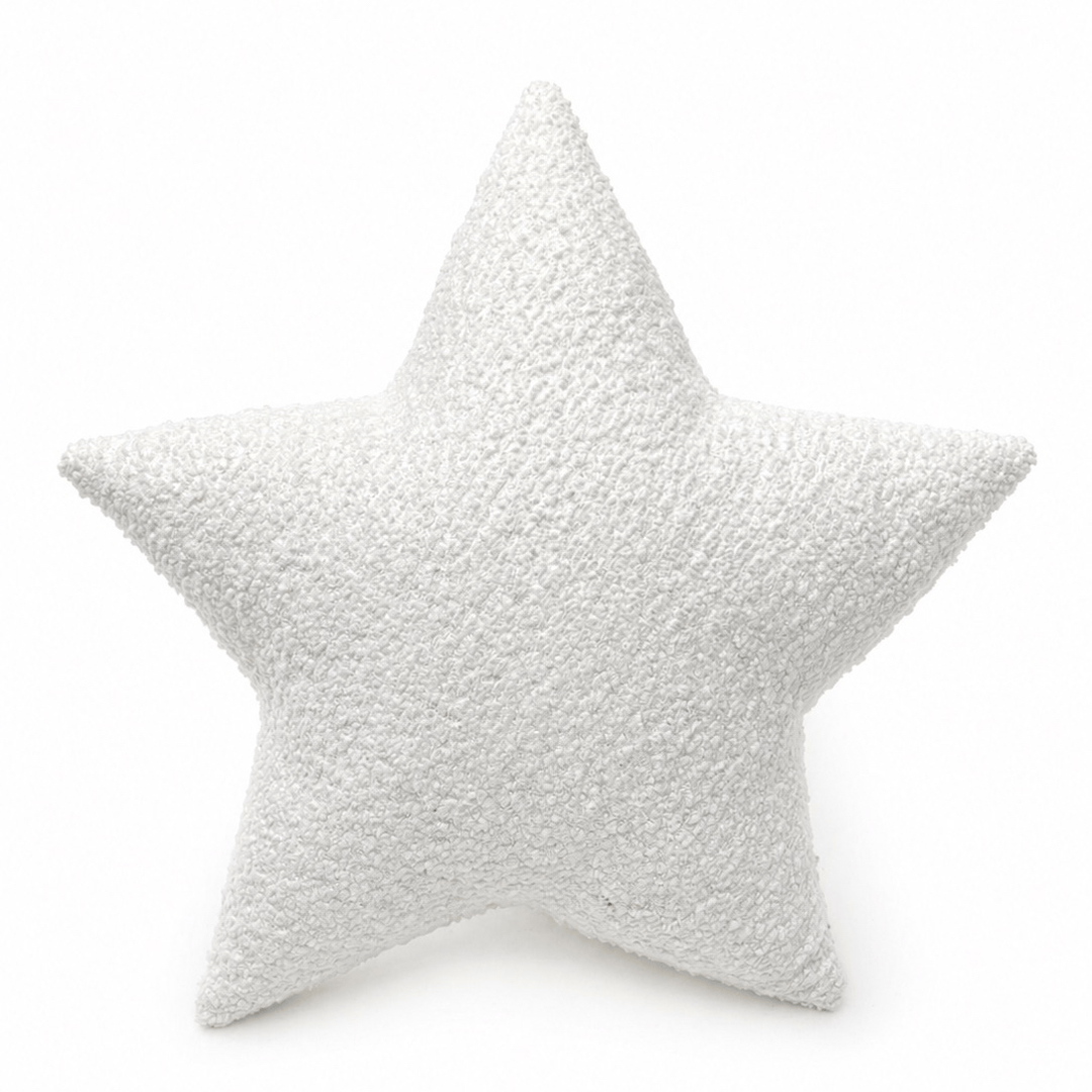 MeowBaby Star Decorative Pillow in White Boucle fabric