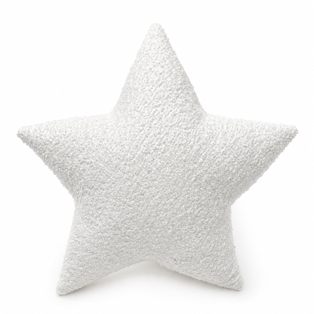 MeowBaby Star Decorative Pillow in White Boucle fabric