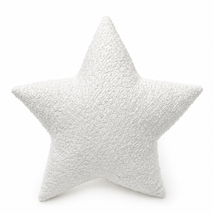 MeowBaby Star Decorative Pillow in White Boucle fabric