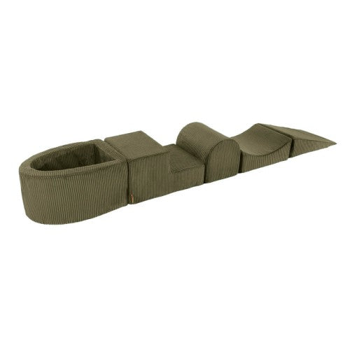 MeowBaby Soft Play Ball Pit Mini - Aesthetic, Khaki corduroy foam playset with built-in ball pit