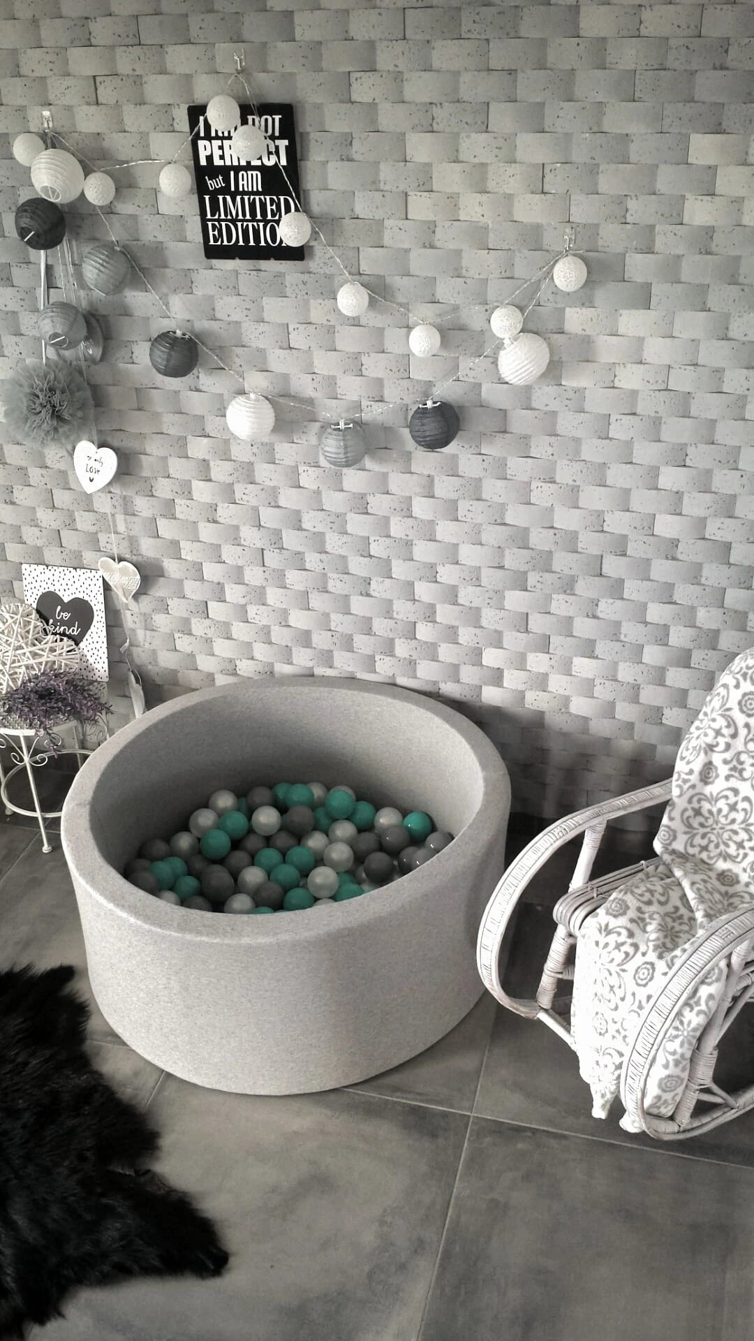 Monio for Kids Light Grey Cotton Round Ball Pit