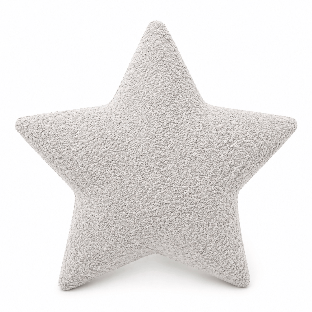 MeowBaby Star Decorative Pillow in Dove Grey Boucle fabric