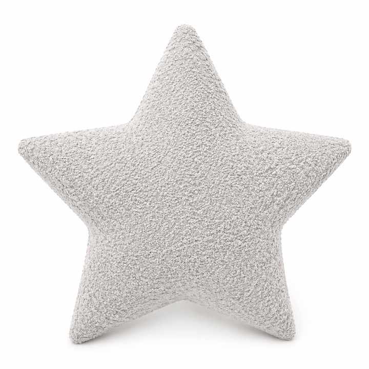 MeowBaby Star Decorative Pillow in Dove Grey Boucle fabric