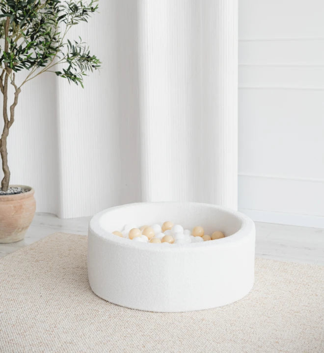 Monio for Kids White Boucle Round Ball Pit — hero product image