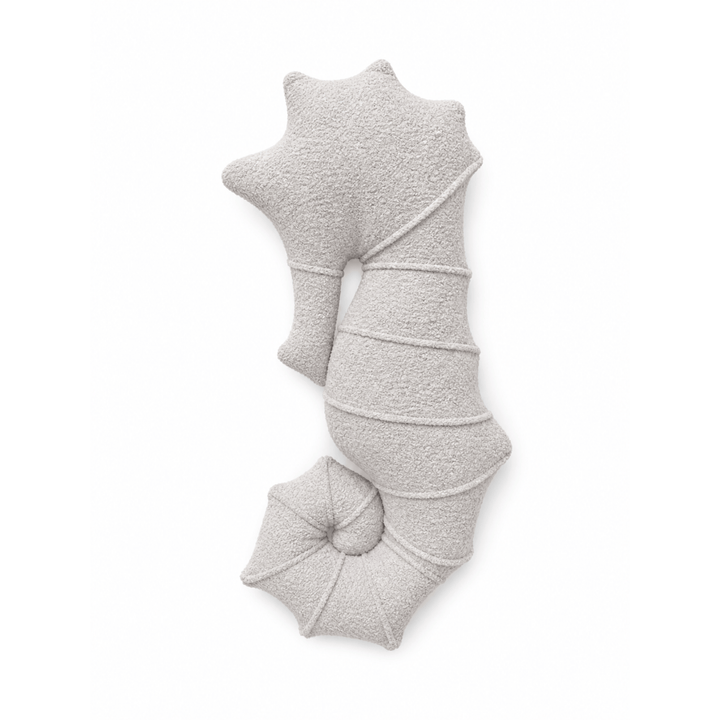 MeowBaby Seahorse Decorative Pillow in Dove Grey Boucle fabric