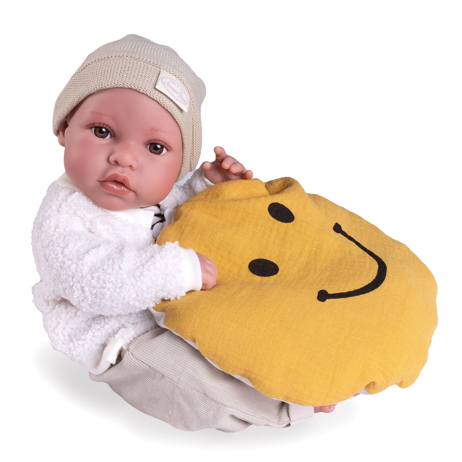 Antonio Juan Newborn Erik Doll with Smile Cushion, 42cm, product photo on white background