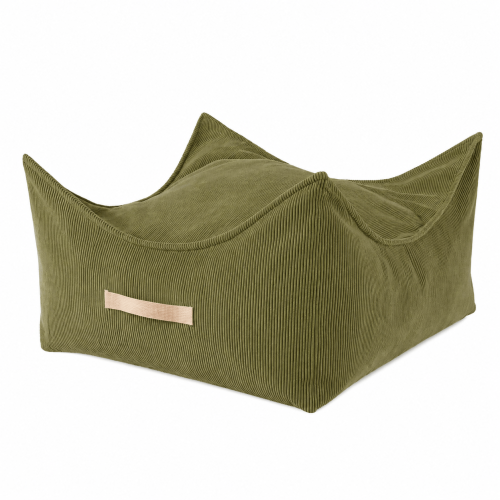 MeowBaby Square Puff in Slimcord Lime corduroy